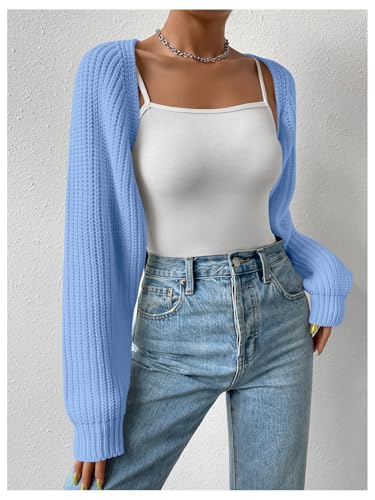 Image of Verdusa Women's Y2k Cropped Cardigan Sweaters Lightweight Knit Open Front Bolero Shrugs Spring Fall Outfits