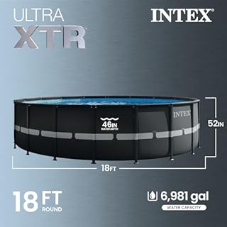 INTEX Ultra XTR 18 ft x 52 in Above Ground Pool Set, Round Swimming Pool with Steel Frame, 2100 GPH Sand Filter Pump, Ladder, Cover, & Ground Cloth