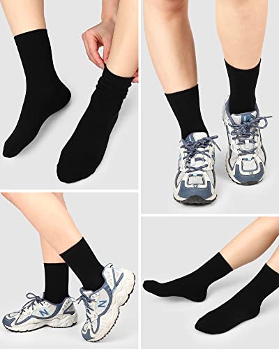 Vabean 60 Pairs Crew Socks Bulk Cotton Antislip Wicking Soft Calf Socks for Men Women Unisex Hiking, Size 6-112