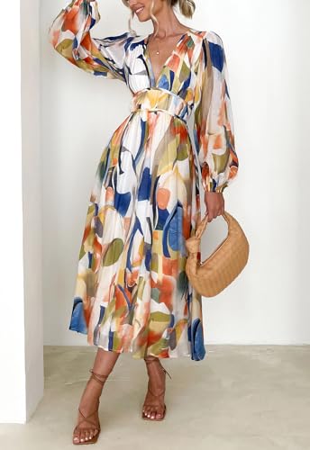 Sissyaki Women's Long Sleeve Boho Floral Maxi Dress Summer Fall Wedding Guest Dress4