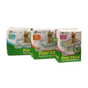Paw Trax Super Absorbent Training Pads, 50 Pack | Richell Paw Trax Doggy Potty Pads: Puppy potty pads for training, absorbent, odor control four-layer quilted pad rectangle potty pads 17.7 x 23.6