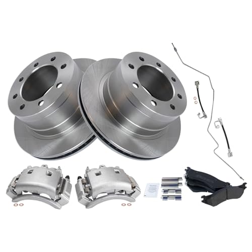 Image of TRQ Rear Brake Pad & Rotor Kit Semi-Metallic Compatible with 2003-2008 Dodge Ram 3500