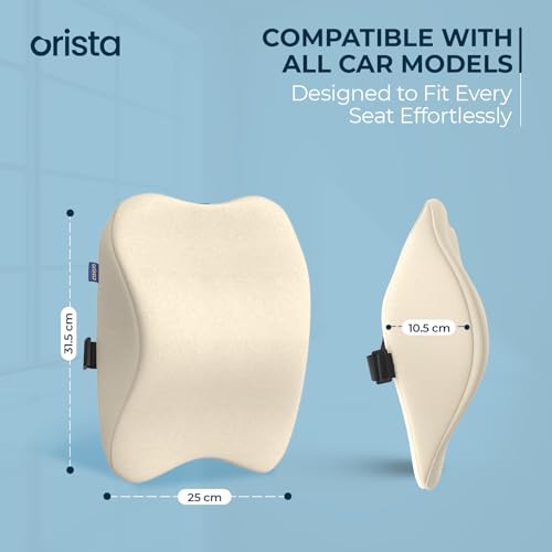 Image of Orista Premium Car Neck Rest Pillow | 2 Years Warranty | Memory Foam Neck Pillow for Car, Headrest Cushion for Neck & Cervical Support - Relieves Neck Pain & Fatigue | Beige Velvet
