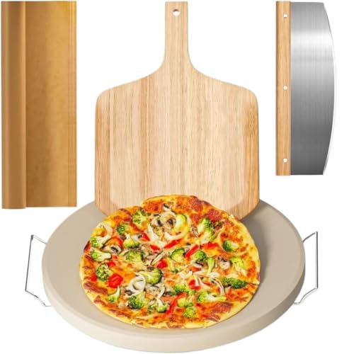 Wsqhao Pizzastein-Set 40,6cm mit Pizzaschieber