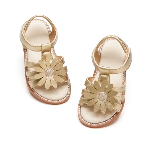 Image of PHIRAMIN Toddler Girl Sandals - Flower Girl Dress Shoes Open Toe Little Kid Flats