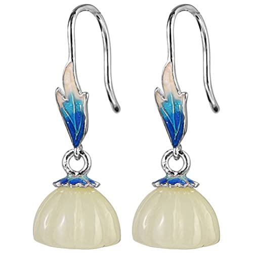 Boucles d'oreilles en néphrite naturelle légères et émaillées anti-ternissement