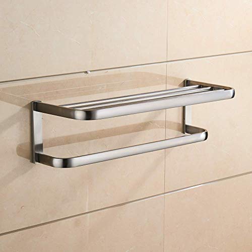 Porte-serviettes en laiton brossé chic de 59 cm avec étagère durable - 4