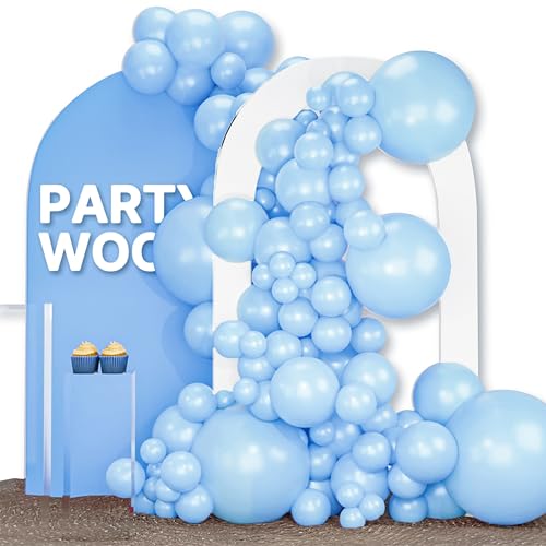 Image of PartyWoo Light Blue Balloons 120pcs Baby Pastel Sky Aqua Blue Color