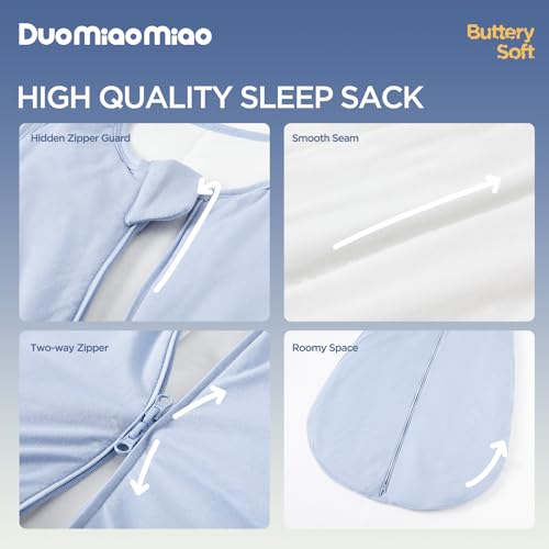 Image of Duomiaomiao 2 Pack Buttery Soft Rayon Made from Bamboo Baby Sleep Sack 6-18 Months 1.0 TOG, Premium Baby Sleeping Bag 2-Way Zipper for Babies