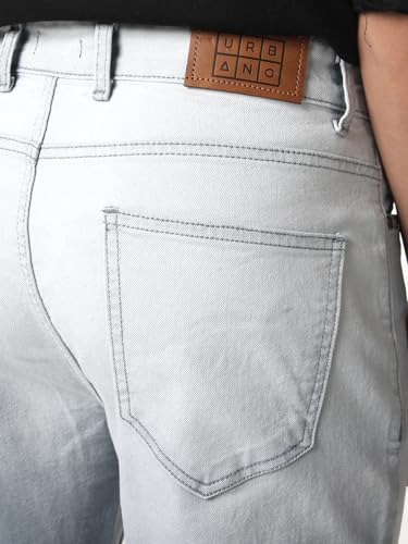 Image of Urbano Fashion Men's Straight Fit Heavy Washed Faded Denim Jeans Stretchable