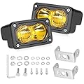 Yellow LED Pods, AKD Part 3 Inch CREE LED Ditch Lights 40W Spot Flood Combo LED Fog Lights Small Yellow Chase Light Pods 2 Pack for Truck Motorcycle Dirt Bike SUV UTV ATV Surron Toyota