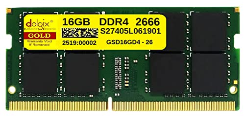 Image of Dolgix Gold 16GB DDR4 2666MHz Laptop /Notebook RAM (Memory) CL-19 (2Rx8 Dual Rank) SO-DIMM | PC4-21300, 5 Year-Warranty (Made in India)