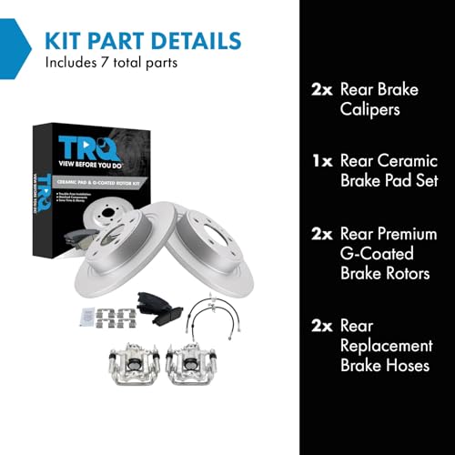 Image of TRQ Rear Brake Pad and Rotor Set Ceramic Coated Calipers Compatible with 2014-2015 Chevrolet Cruze