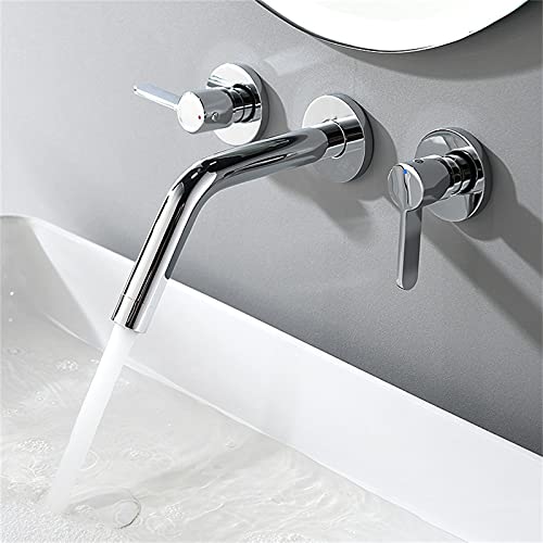 Robinet mural de lavabo double manette pour salle de bain - 5