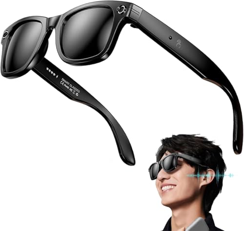 Lunettes intelligentes tendance avec caméra AI, étanchéité IP65, Bluetooth, appels, lecture de musique, carte d'identité, utilisation de ChatGPT, pour voyage, réunions et affaires, (style lunettes de