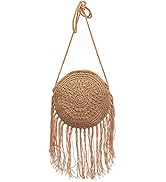 Nice Pies Women Round Handbags Straw Bag holiday beach round bag Tassel Vintage Cotton line Messe...