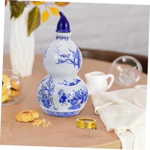 Flacon de vin en céramique bleue étanche style gourde rétro modèle 130 - 5