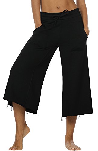 icyzone Damen Culotte Sporthose 3/4 Weites Bein Hose, Elastische Taille...