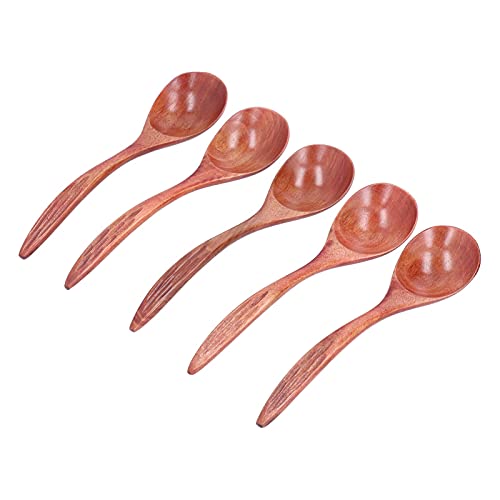 5Pcs Wooden Scoops with Long Handles,MultiPurpose Sugar, Salt, Tea & Seasoning Spoons for Kitchen, Restaurant, Hotel