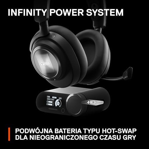 SteelSeries Arctis Nova Pro Wireless - gamingowe słuchawki do wielu systemów - membrany Hi-Fi - funkcja ANC - Infinity Power System - PC, PS5, PS4, Switch, telefon, Bezprzewodowy - ANC, Czarne