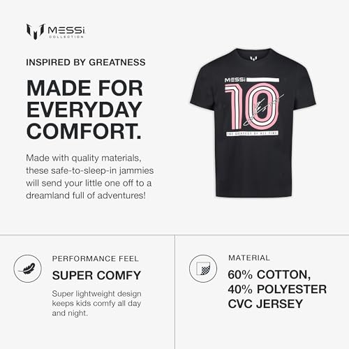 Image of Messi Boys' Lifestyle Short Sleeve T-Shirt, Slim-fit Graphic Tee, Cotton Blend Fabric