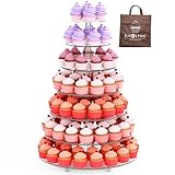 Jusalpha Large 7-Tier Acrylic Round Wedding Cake Stand-Cupcake Stand Tower-Dessert Stand-Pastry Serving Platter-Food Display Stand For Large Event (Large With Rod Feet Base)