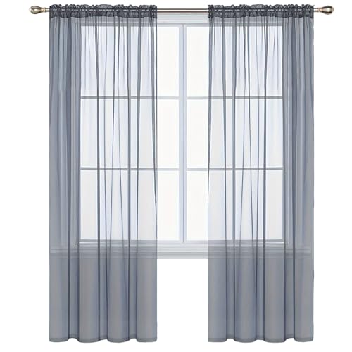 Rideaux en lin transparents gris confection haut de gamme - 2