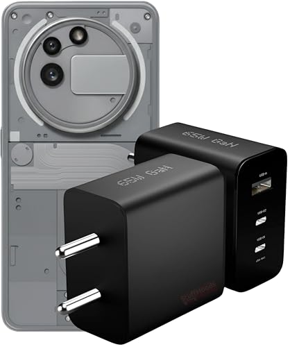 Image of 65w Super Fast Charging USB-C Adapter Compatible for Samsung Galaxy S24 S23 S22 | Original Rapid Charger | Original Charging Speed (Black) (No Cable)