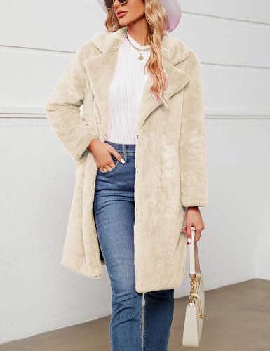 Women's Faux Fur Coat Fuzzy Warm Winter Long Fur Jackets Cardigan Outerwear with Pockets Overcoat2