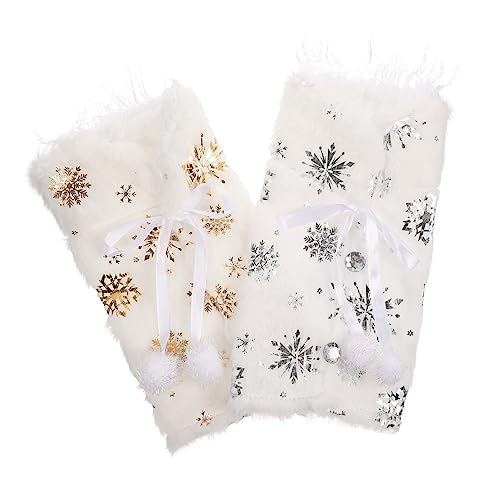 Cabilock 2 Piezas Juego de Botellas de Vino Bolsas de Peluche de arbol de Navidad Felpa Nieve Artificial navideños Christmas Funda para Botella de Vino Accesorio navideño