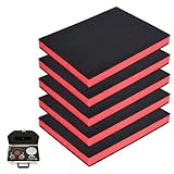 BENECREAT 5 Stück schneidbare Polyurethan Schaum Pads 40x30x3.7cm Bastelschaum Einlage für Koffer Verpackung Polsterung Basteln und Lagerung Farben Schwarz Rot