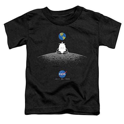 NASA Moon Landing Simple Unisex Toddler T Shirt for Boys and Girls, Medium (3T) Black