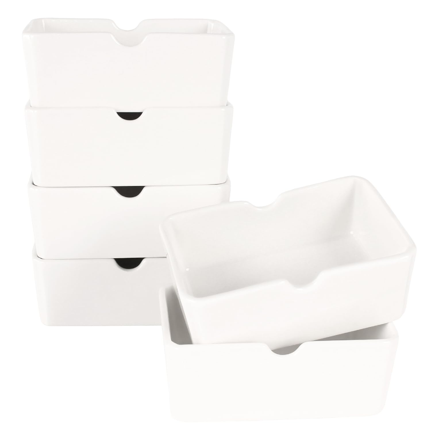 jinsongdafa Ceramic Sugar Packet Holders Set of 6, 4.2 Oz Sugar Bag Bowl Caddy Tea Packet Storage Container Dispenser, Also available Ramiken for Creme Brulee, Lava Cake, for Kitchen, Cafe