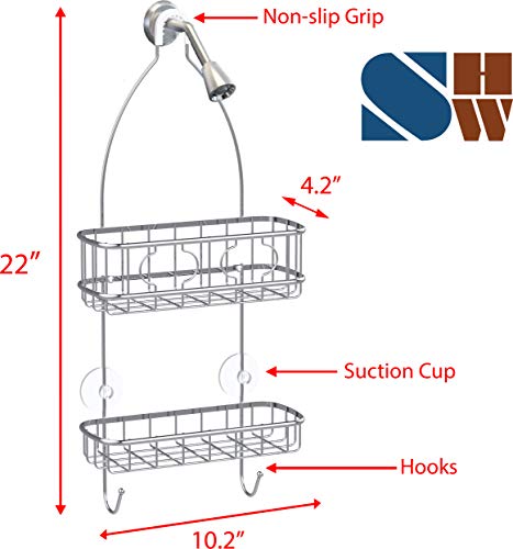 Simple Houseware Bathroom Hanging Shower Head Caddy Organizer, Chrome (22 X 10.2 X 4.2 Inches) #TOP4