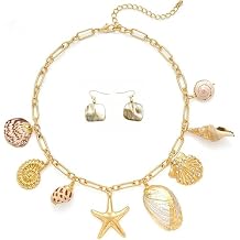 Natural Shell Necklace for Woman, Starfish Charm Necklace Boho Summer Necklaces Beach Jewelry for Women