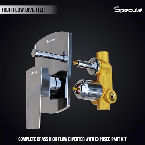 Image of Cube, Brass Concealed Body | High Flow Diverter with Exposed Part Kit | Chrome Finish Bathroom Shower System | Premium Mixer for Modern Bathroom Setup