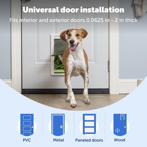 PetSafe Kunststoff-Tür mit weicher, getönter Klappe – kleine, mittelgroße und große Tür für Hunde und Katzen, XL, Extra-Large, weiß