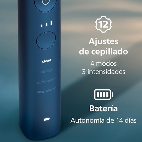 Philips Sonicare DiamondClean 9000, cepillo dental eléctrico, edición especial, cepillo dental sónico con aplicación, sensor de presión, soporte de carga, color aguamarina, modelo HX9911/89 - imagen 7