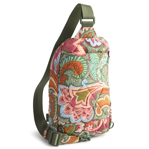 Image of Vera Bradley Women's Featherweight Lorman Sling Backpack, Leaf Me Not Paisley, One Size