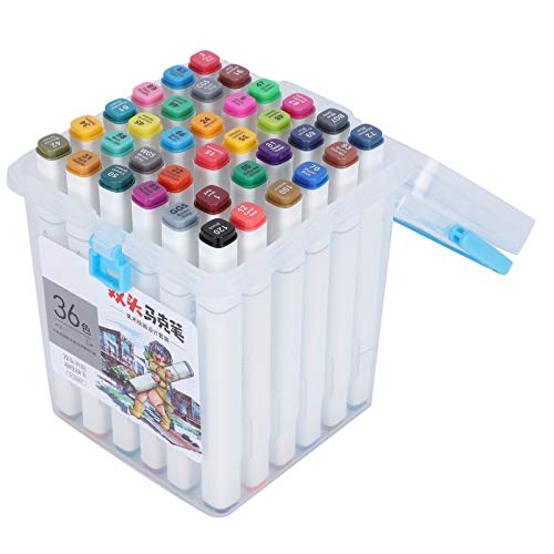 Adfaga Juego de rotuladores profesionales a base de alcohol, doble punta, colores vibrantes, marcadores permanentes para artistas, estudiantes, dibujo, pintura sobre papel, plástic (36 colores)