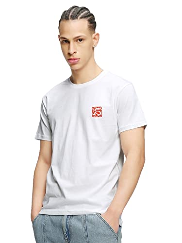 Image of Bewakoof Men's Printed 100% Cotton T-Shirt - Regular Fit, Round Neck, Half Sleeves