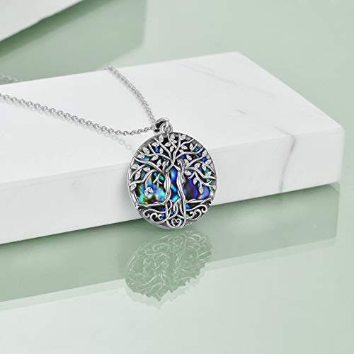 ONEFINITY Tree of Life Necklace for Women Sterling Silver Abalone Shell Crystal Tree of Life Pendant Necklace Family Tree Jewelry for Mom Daughter Sister Girls Christmas Gifts3