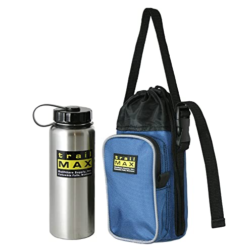 TrailMax 500 Series Water Bottle Horse Saddle Bag; Insulated & Padded Drink Holder; Western & Endurance Saddle Water Carrier; Saddlebag w/ 1 Liter Stainless Steel Water Bottle; Glacier Blue & Frost