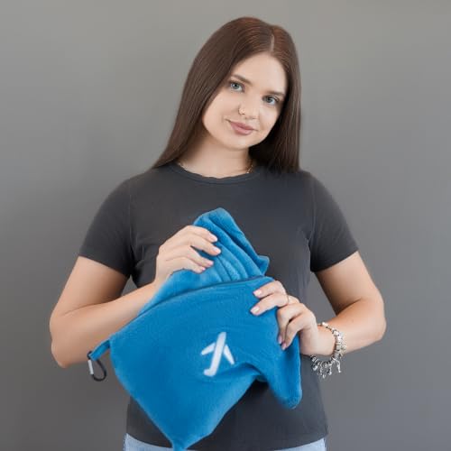 Image of BlueHills Premium Soft Plush Mini Travel Blanket Pillow Airplane Teal Blue