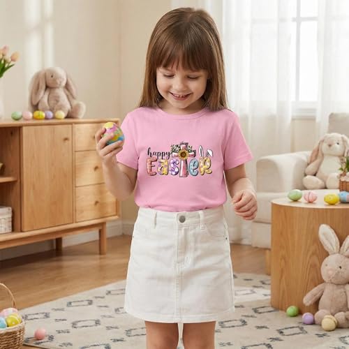 Image of Easter Shirts for Girls Kids Easter Gift Bunny T-Shirt Clothing 3-12 Years