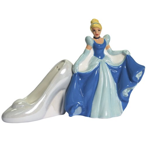 Westland Giftware Cinderella and Glass Slipper Magnetic Ceramic Salt and Pepper Shaker Set, 4-Inch