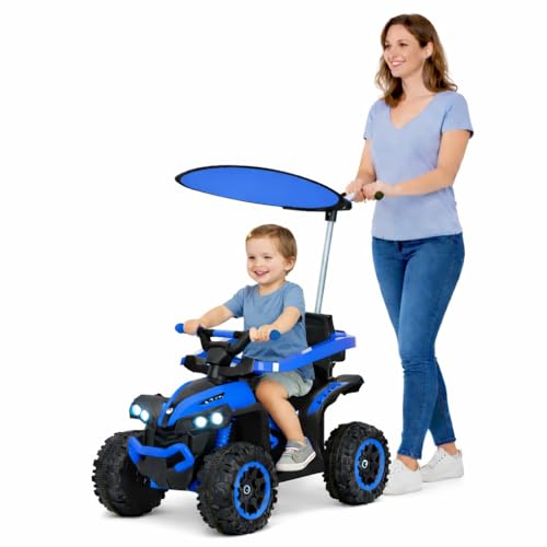 Quadriciclo Infantil com Empurrador e Cobertura, YoguiLife