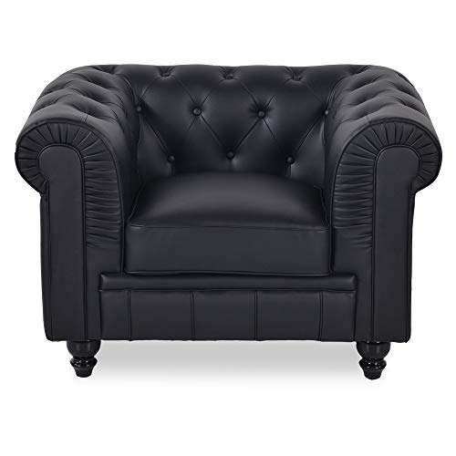 INTENSE DECO Fauteuil Chesterfield Regency Noir