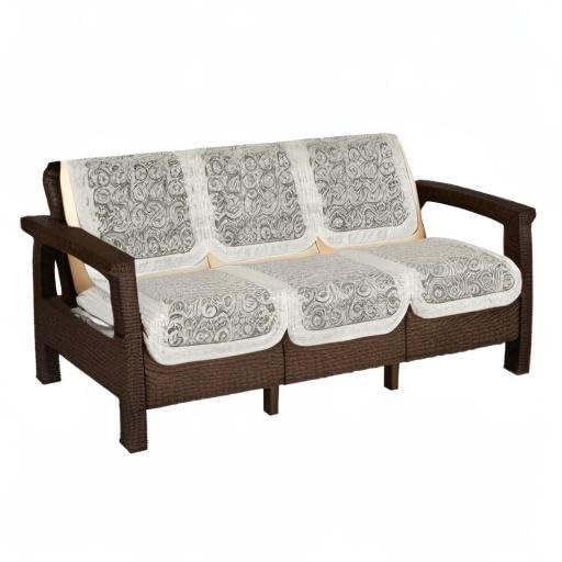 Image of The Furnishing Tree Cotton Floral Knitted Pattern 6 Pieces 3 Seater Sofa Cover Set Offwhite