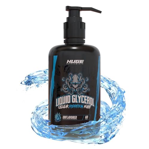 Huge Supplements Liquid Glycerol Supplement, Enhances Muscle Pumps, Increases Muscle Fullness, Boosts Endurance, Cellular Hydration Agent, Clean & Convenient Pump Top, Unflavored (60 Servings)